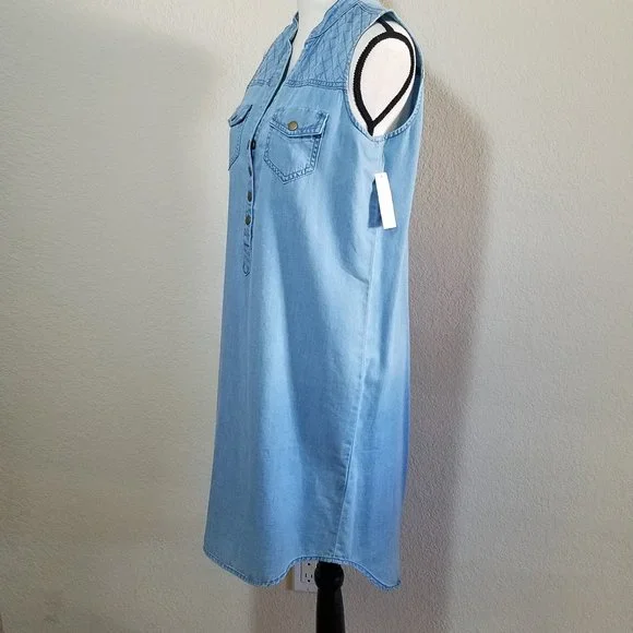 New York & Company Denim Dress Womens Small Sleeveless Blue Jean Light Washed - Picture 2 of 9